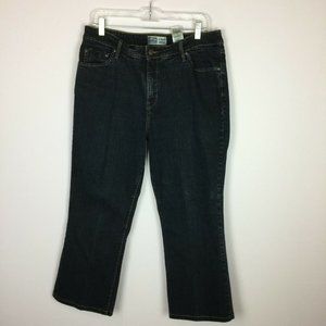LEVIS At Waist Womans Sz 16 Short Boot Cut High-Rise Dark Wash Blue Denim